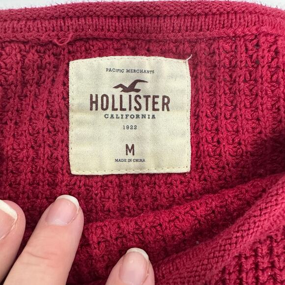 Hollister Waffle Knit Sweater in Berry Red – Size M - Picture 4 of 9